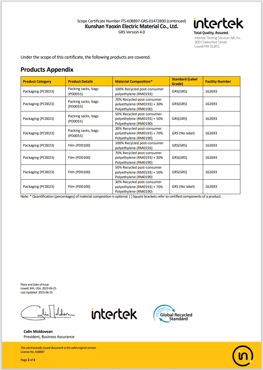 GSR Certificate 全球回收標(biāo)準(zhǔn)認(rèn)證